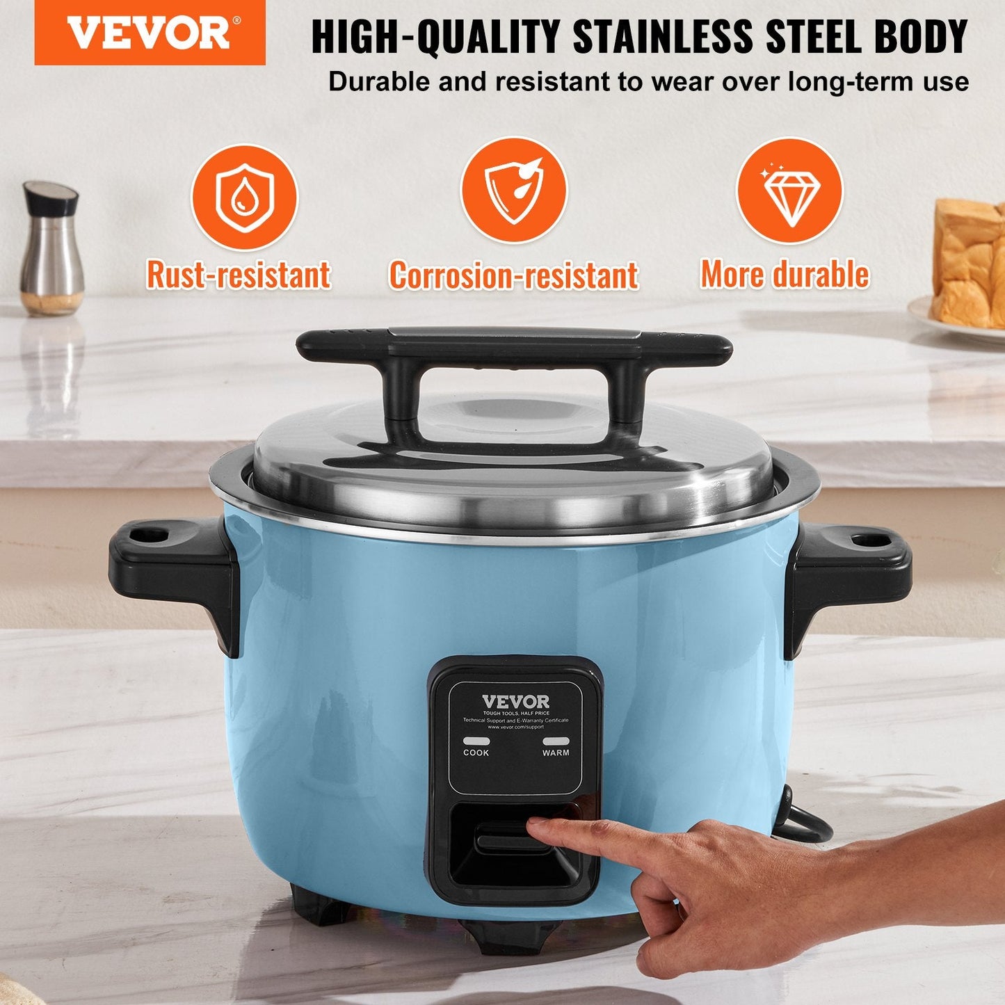 Commercial Rice Cooker 10L, Non-Stick, 24H Warm, 4.8 kg, Multi-Functional Design