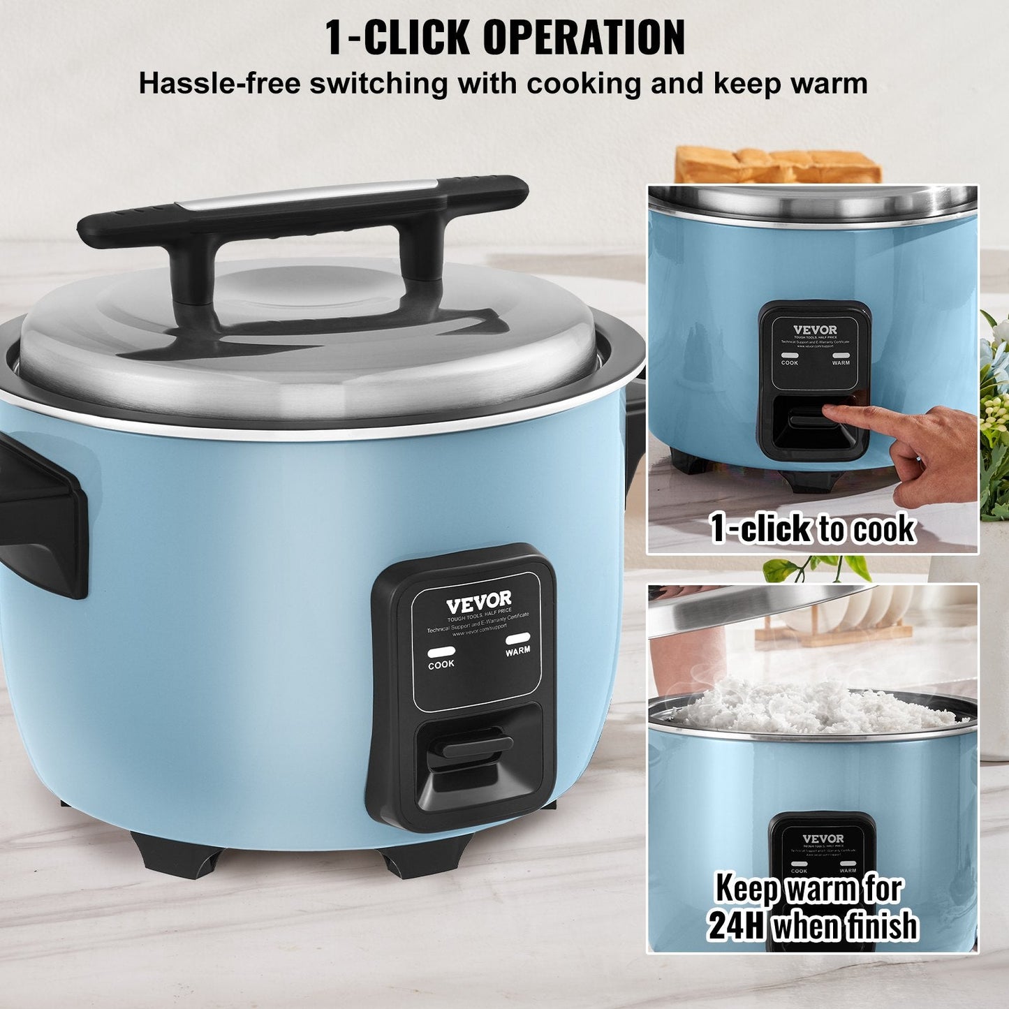 Commercial Rice Cooker 10L, Non-Stick, 24H Warm, 4.8 kg, Multi-Functional Design