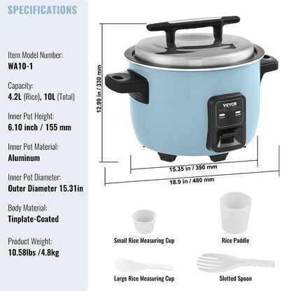 Commercial Rice Cooker 10L, Non-Stick, 24H Warm, 4.8 kg, Multi-Functional Design