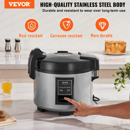 Commercial 70-Cup Rice Cooker, 15L Capacity, 12-Hour Keep Warm Function