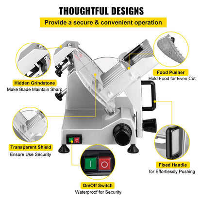 VEVOR Commercial Meat Slicer, 200W Electric Deli Food Slicer, 350-400RPM Meat Slicer