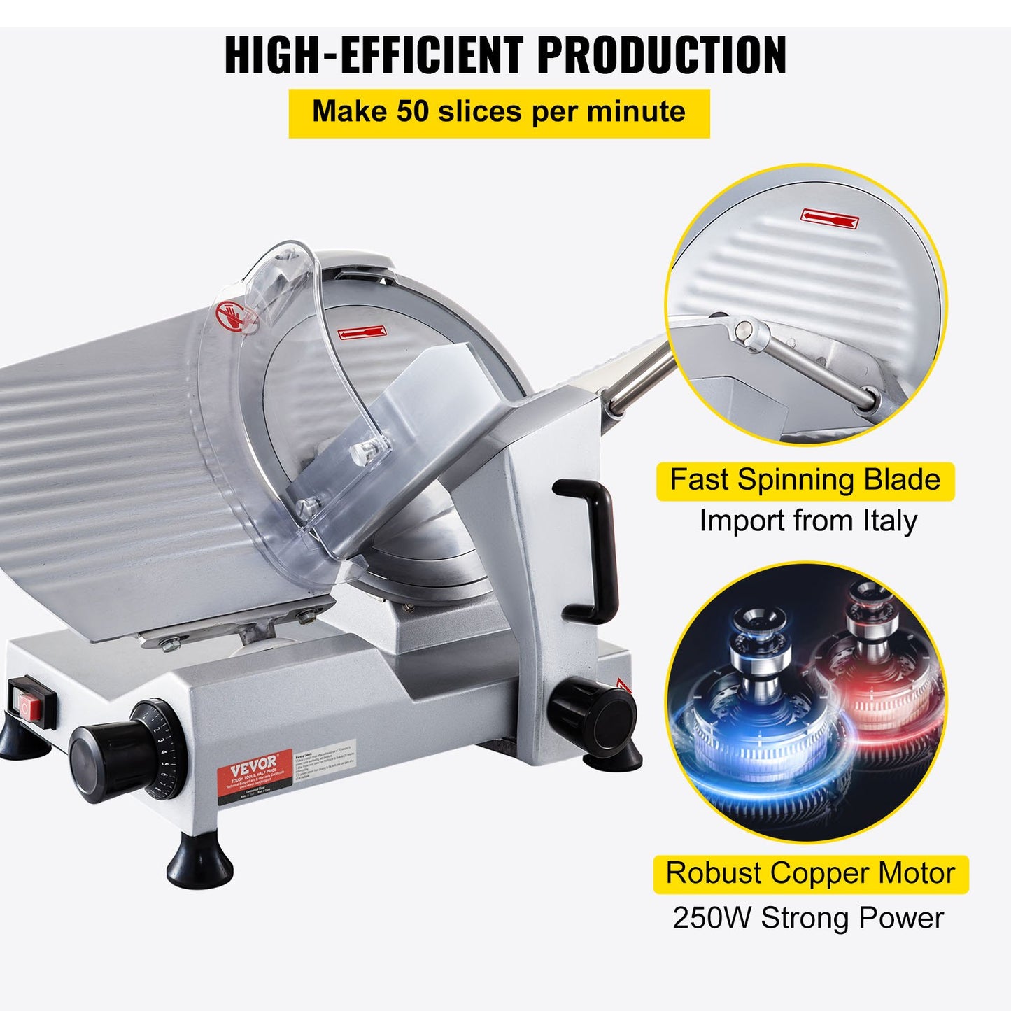 VEVOR Commercial Meat Slicer, 320W Electric Deli Food Slicer, 12 inch Carbon Steel