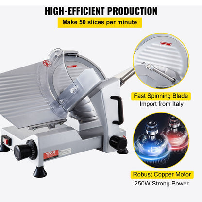 Electric Deli Food Slicer, 320W, 0-0.15m Adjustable Thickness, 12m Steel Blade