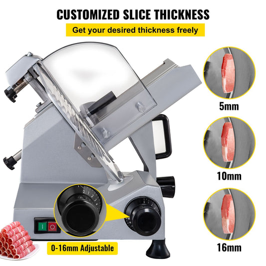 Electric Deli Food Slicer, 320W, 0-0.15m Adjustable Thickness, 12m Steel Blade