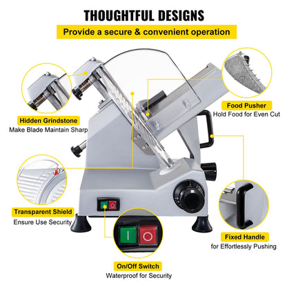VEVOR Commercial Meat Slicer, 320W Electric Deli Food Slicer, 12 inch Carbon Steel