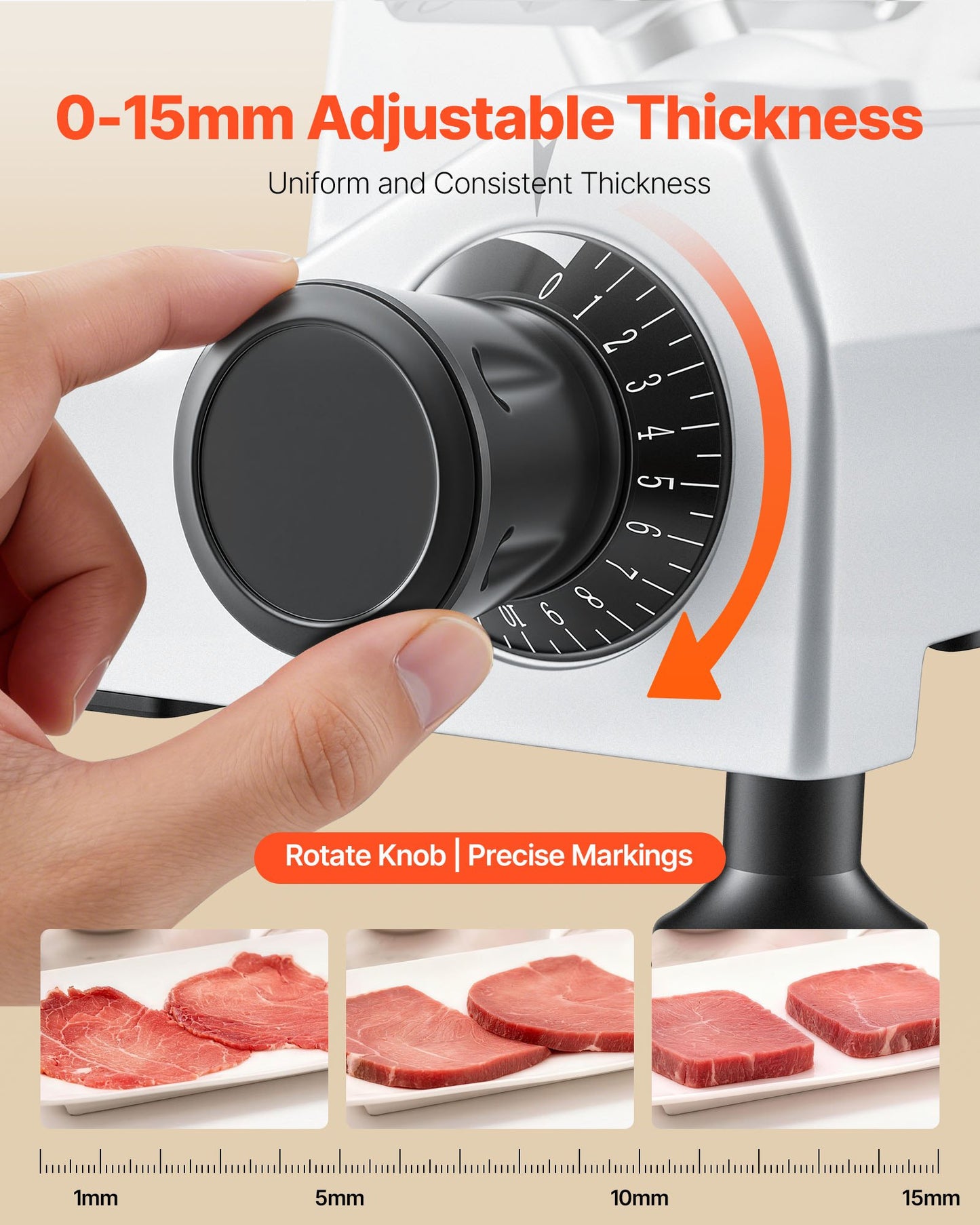 Commercial Meat Slicer, 320W Electric Deli Food Slicer with 300mm Carbon Steel Blade, Built-In Sharpener & 0-15mm Adjustable Thickness for Frozen Meat, Ham, Baguett, Steak
