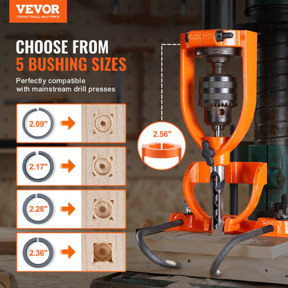 VEVOR Mortising Attachment for Drill Press, 4 Model Drills Square Hole Chisel Set,