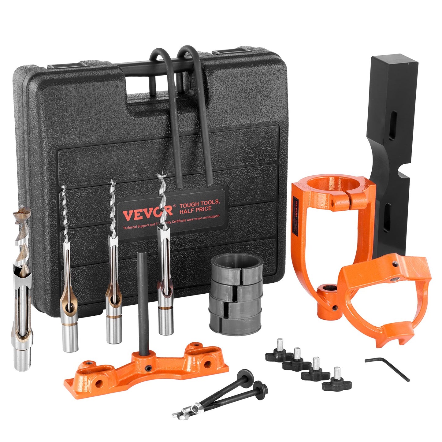 VEVOR Mortising Attachment for Drill Press, 4 Model Drills Square Hole Chisel Set,