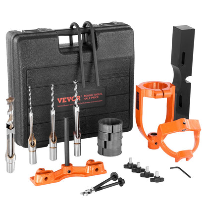 VEVOR Mortising Attachment for Drill Press, 4 Model Drills Square Hole Chisel Set,