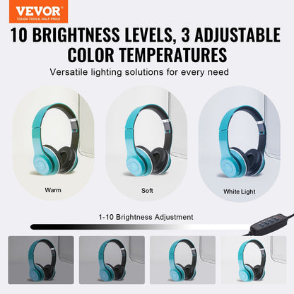 Portable Photo Studio Light Box with Adjustable 3000-5600K, 6 Color Backdrops