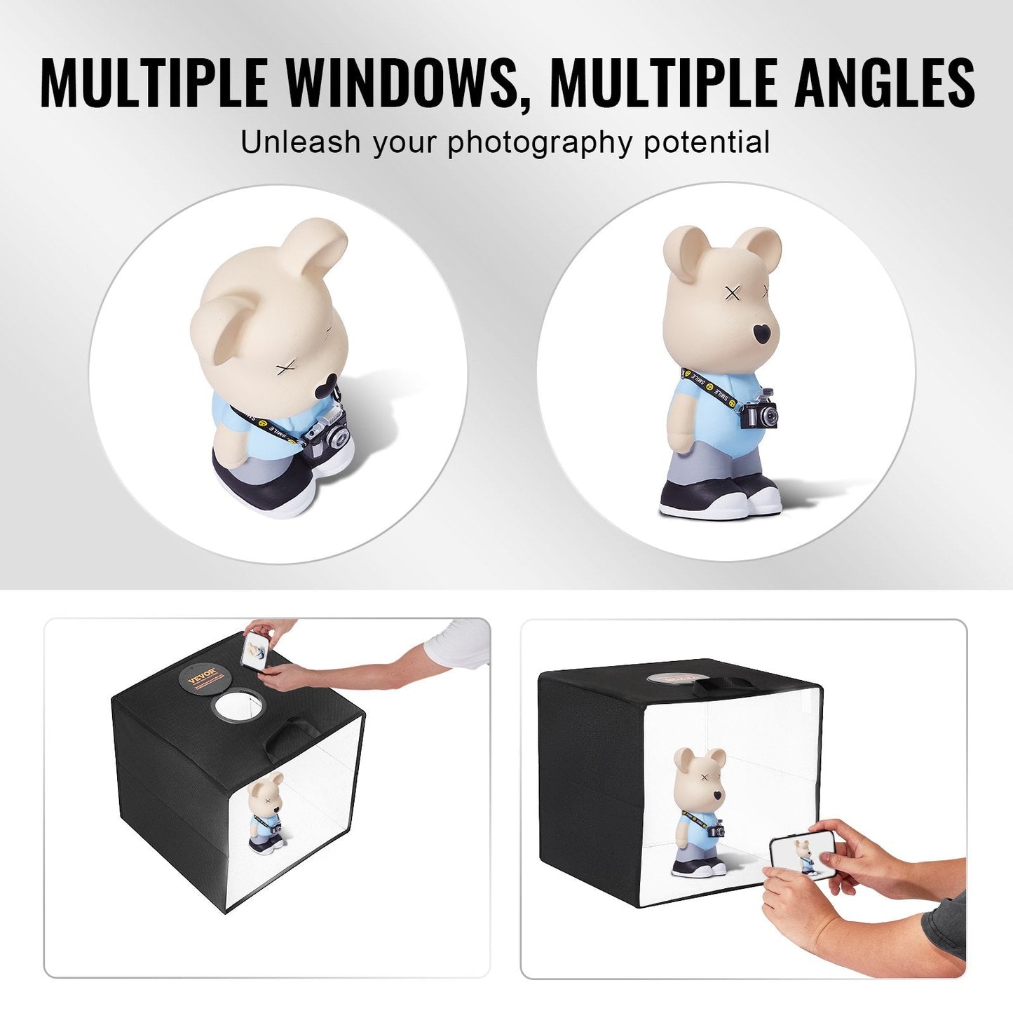 Portable Photo Studio Light Box with Adjustable 3000-5600K, 6 Color Backdrops