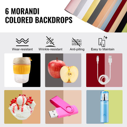 VEVOR Photo Studio Light Box 3000-5600K 6 Double-Sided Color Backdrops
