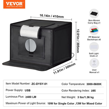 Portable Photo Studio Light Box with Adjustable Color Temperatures (3000-5600K)