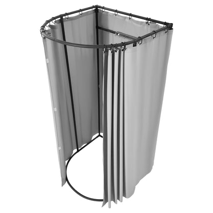 Fitting Room, Dressing Room with Thick Polyester Curtains, Privacy Space with Shading Curtain and a Hook, for Boutique, Mall, Tailor's Store & Outdoor 100 x 95 x 200 cm (Black and Gray-White)