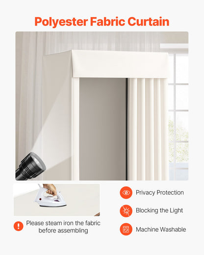 Fitting Room, Moveable Dressing Room with Thick Curtains, Privacy Space with Casters and a Sturdy Metal Hook, for Boutique, Mall, Tailor's Store & Outdoor (99 x 99 x 204.5 cm, Black and Beige)