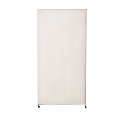 Fitting Room, Moveable Dressing Room with Thick Curtains, Privacy Space with Casters and a Sturdy Metal Hook, for Boutique, Mall, Tailor's Store & Outdoor (99 x 99 x 204.5 cm, Black and Beige)