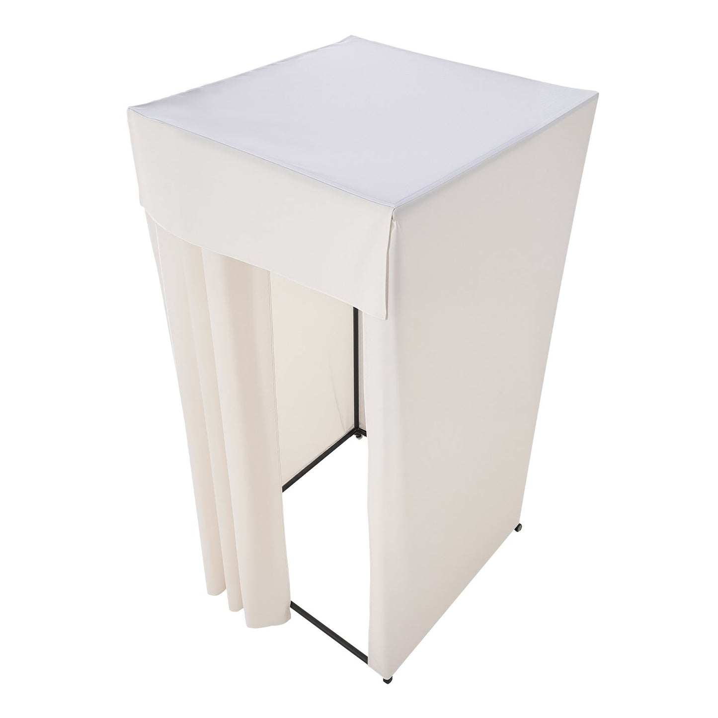 Fitting Room, Moveable Dressing Room with Thick Curtains, Privacy Space with Casters and a Sturdy Metal Hook, for Boutique, Mall, Tailor's Store & Outdoor (99 x 99 x 204.5 cm, Black and Beige)