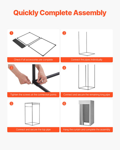 Fitting Room, Dressing Room with Thick Polyester Curtains, Privacy Space with Shading Curtain and a Hook, for Boutique, Mall, Tailor's Store & Outdoor 99 x 99 x 198 cm (Black and Gray-White)