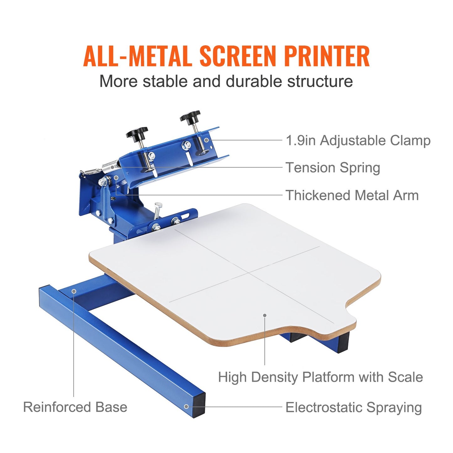 VEVOR Screen Printing Machine, 1 Color 1 Station Silk Screen Printing Press, 21.2x17.7in