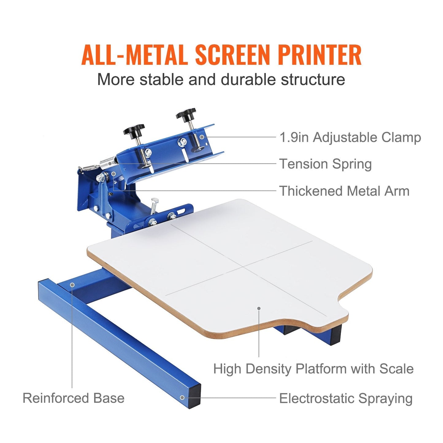 Single-Color Silk Screen Printing Press with Adjustable Tension, 54x45cm
