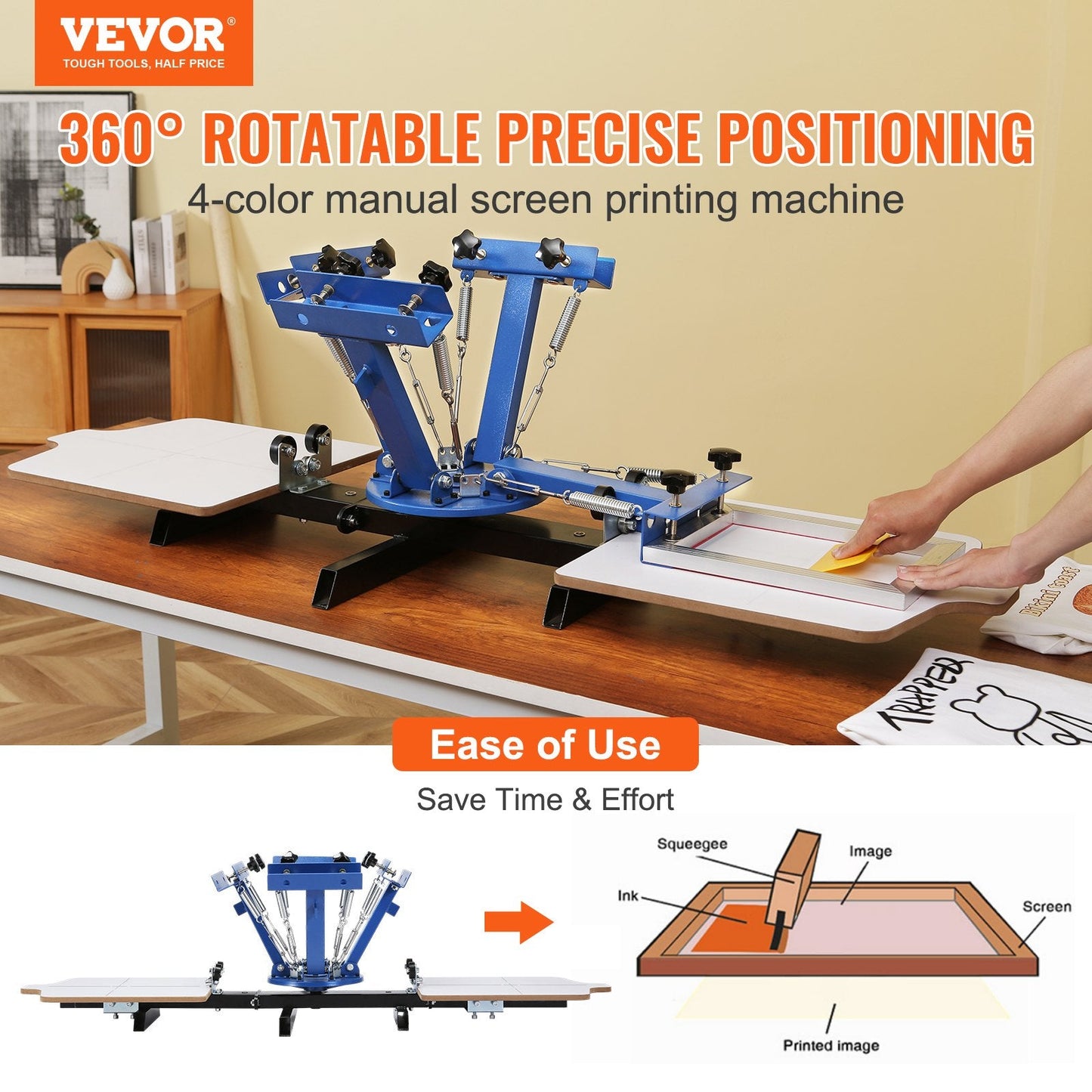 4-Color 2-Station Screen Printing Machine with 360° Rotary Pallet, 24.3 kg