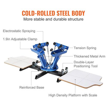 4-Color 2-Station Screen Printing Machine with 360° Rotary Pallet, 24.3 kg