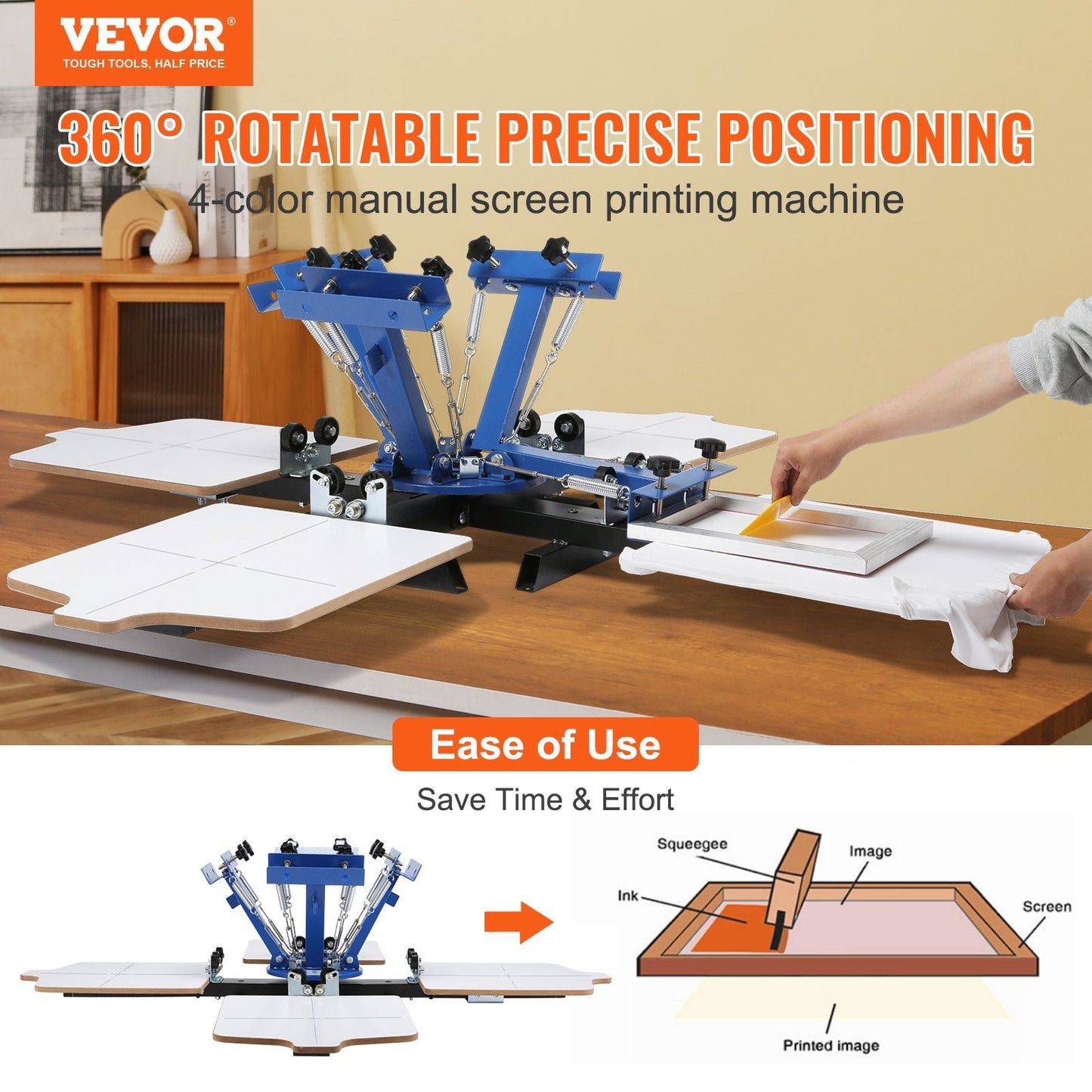 4-Color 4-Station Screen Printing Machine with Electrostatic Spraying, 35.2 kg