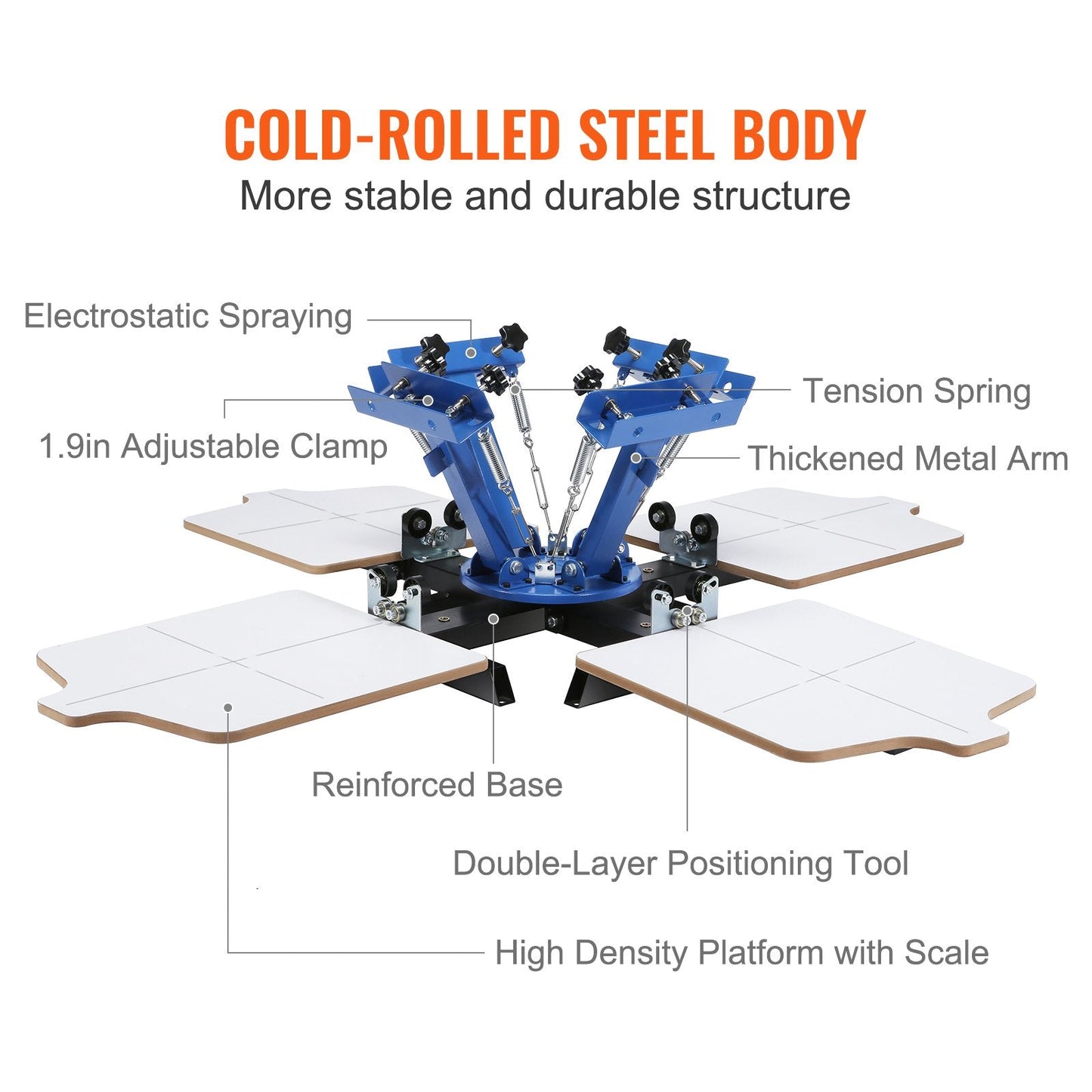 4-Color 4-Station Screen Printing Machine with Electrostatic Spraying, 35.2 kg