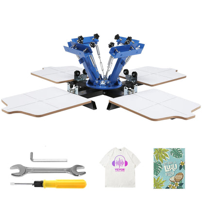4-Color 4-Station Screen Printing Machine with Electrostatic Spraying, 35.2 kg