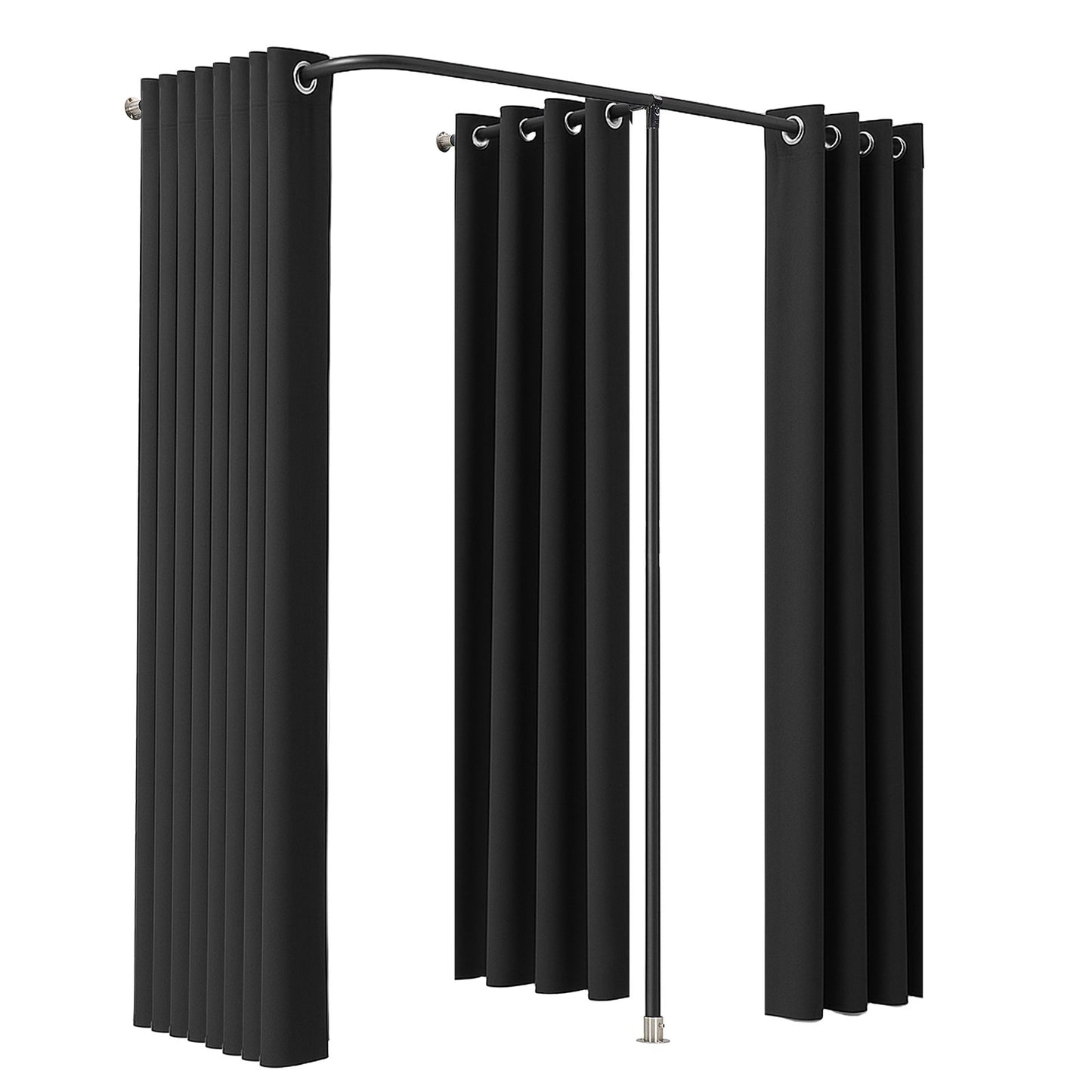 Fitting Room, Portable Changing Room with Thick Polyester Curtains, Double Dressing Rooms with Partition Curtains, for Boutique, Mall, Studio, Tailor's Store & Office 200 x 100 x 200 cm (Black)
