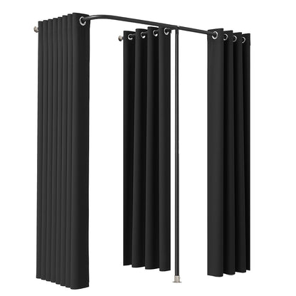 Fitting Room, Portable Changing Room with Thick Polyester Curtains, Double Dressing Rooms with Partition Curtains, for Boutique, Mall, Studio, Tailor's Store & Office 200 x 100 x 200 cm (Black)