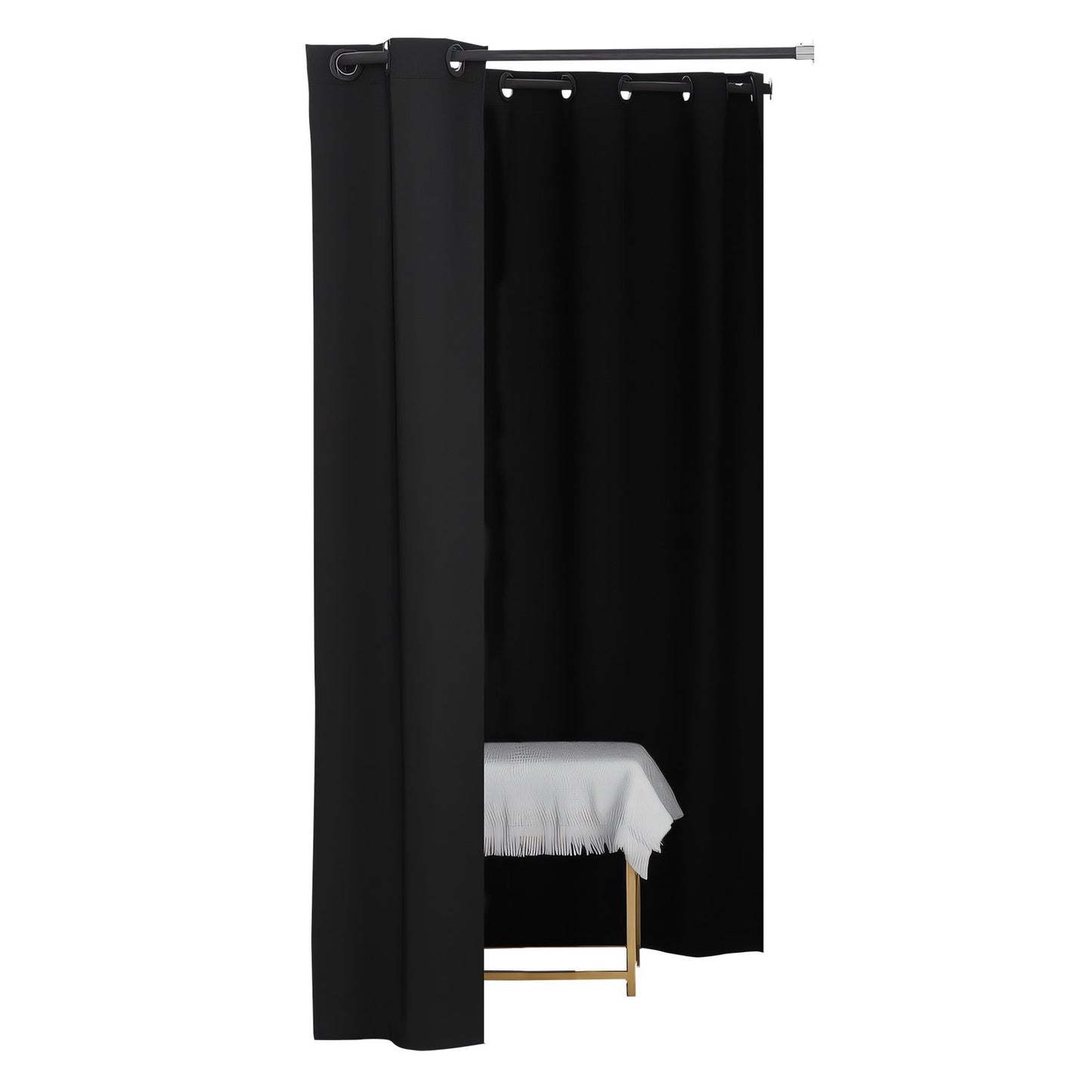 Fitting Room, Portable Changing Room with Thick Polyester Curtains, Double Dressing Rooms with Partition Curtains, for Boutique, Mall, Studio, Tailor's Store & Office 200 x 100 x 200 cm (Black)