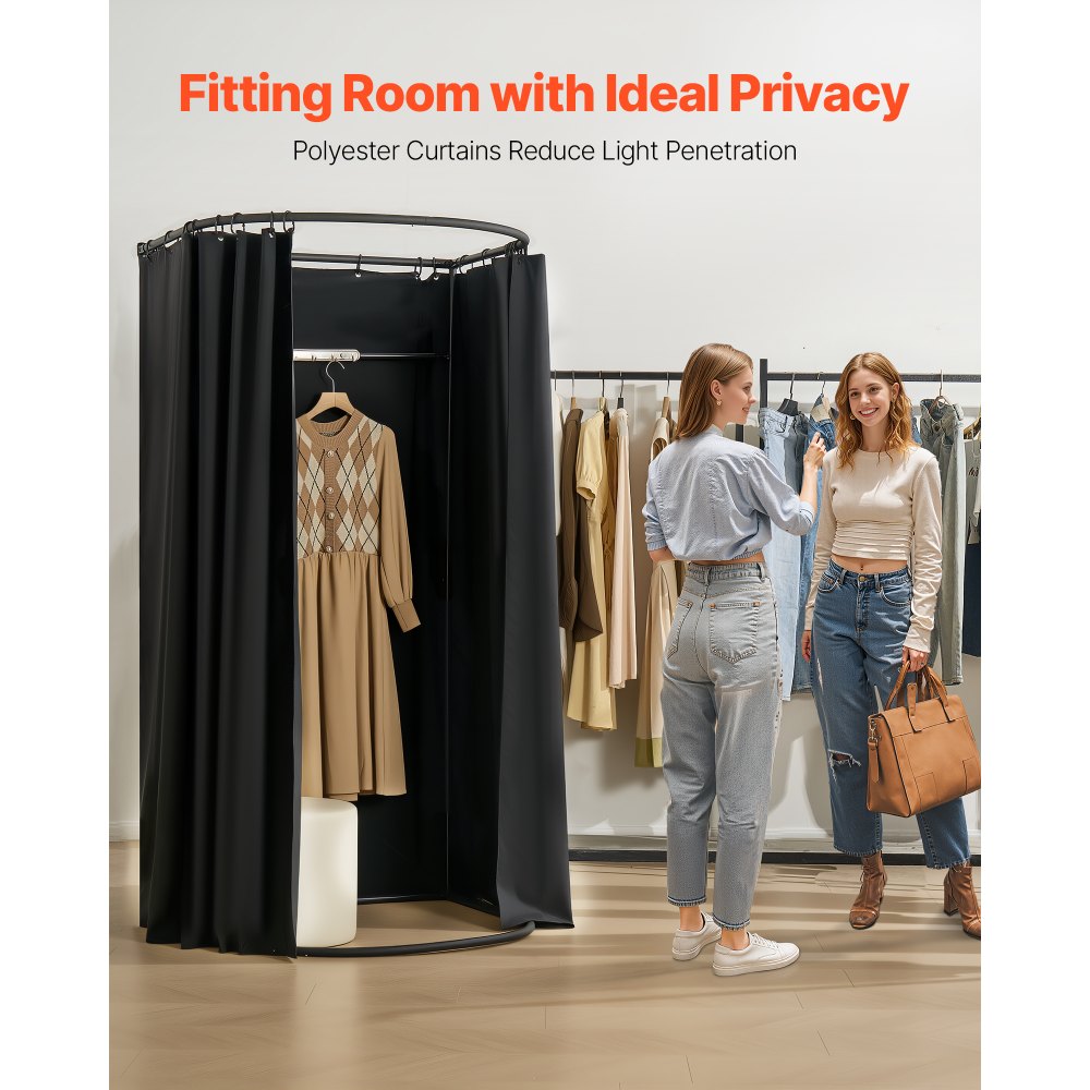 VEVOR Fitting Room Portable Dressing Room 100 x 95 x 200 cm Privacy Space Black