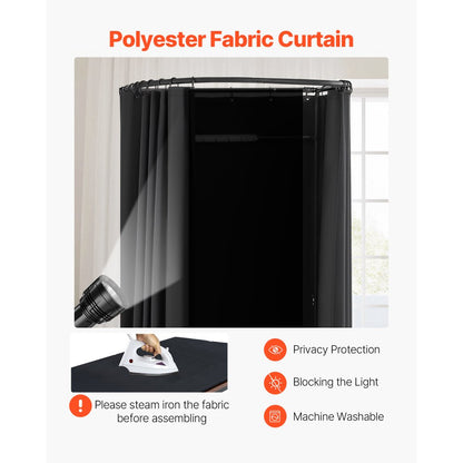 VEVOR Fitting Room Portable Dressing Room 100 x 95 x 200 cm Privacy Space Black