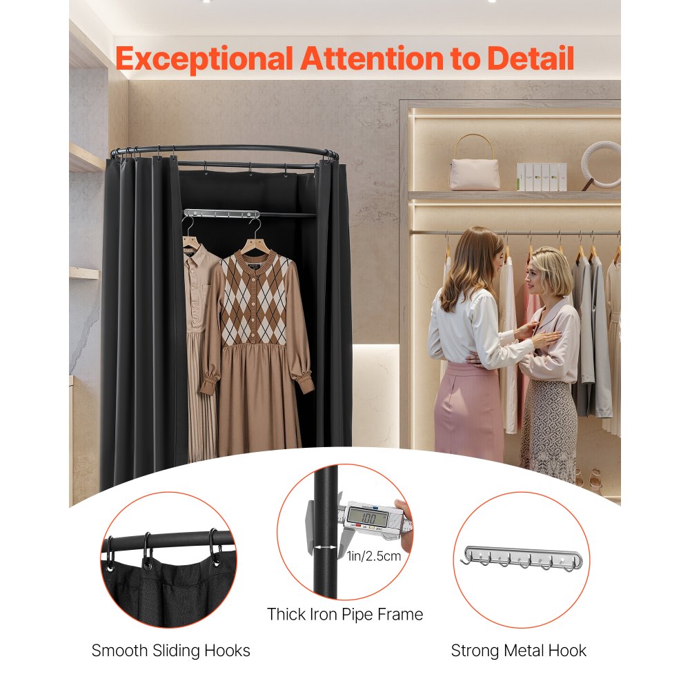 VEVOR Fitting Room Portable Dressing Room 100 x 95 x 200 cm Privacy Space Black