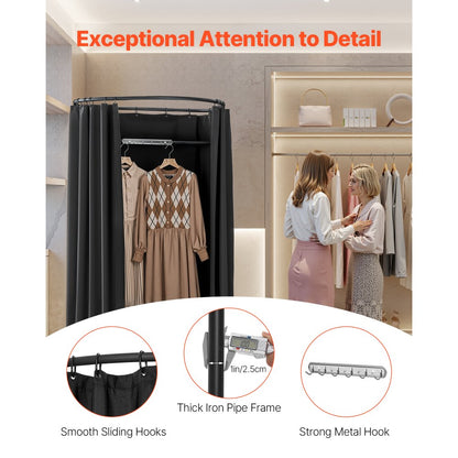 VEVOR Fitting Room Portable Dressing Room 100 x 95 x 200 cm Privacy Space Black