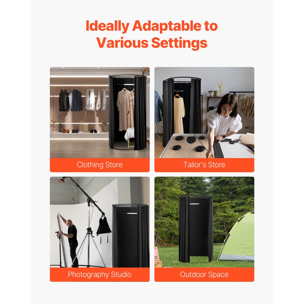 VEVOR Fitting Room Portable Dressing Room 100 x 95 x 200 cm Privacy Space Black