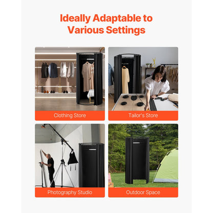 VEVOR Fitting Room Portable Dressing Room 100 x 95 x 200 cm Privacy Space Black