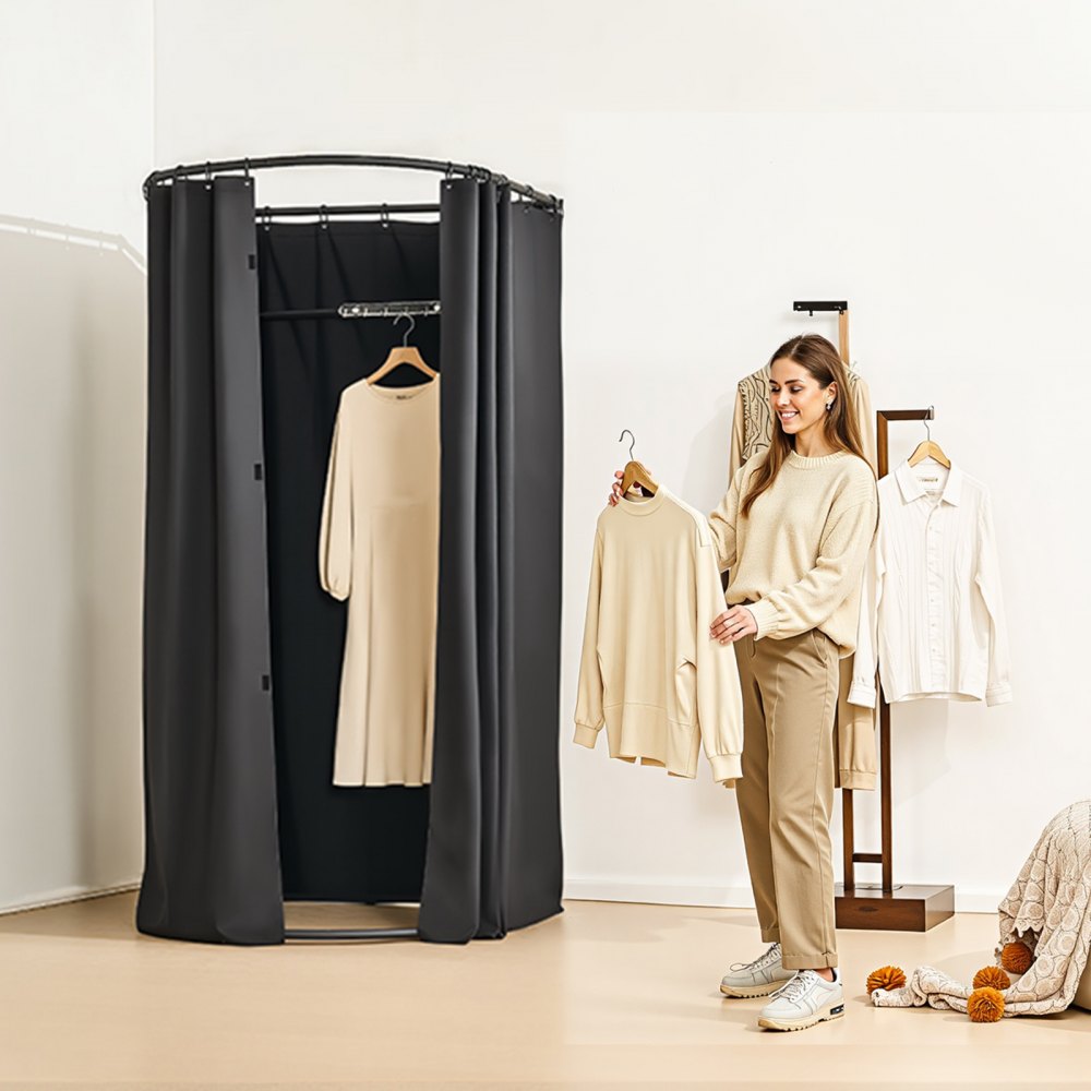 VEVOR Fitting Room Portable Dressing Room 100 x 95 x 200 cm Privacy Space Black
