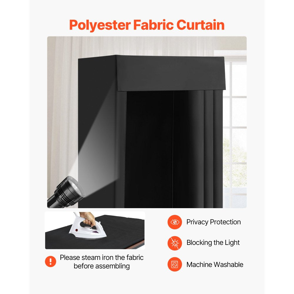 Fitting Room Portable Dressing Room 99 x 99 x 198 cm Privacy Space (Black)