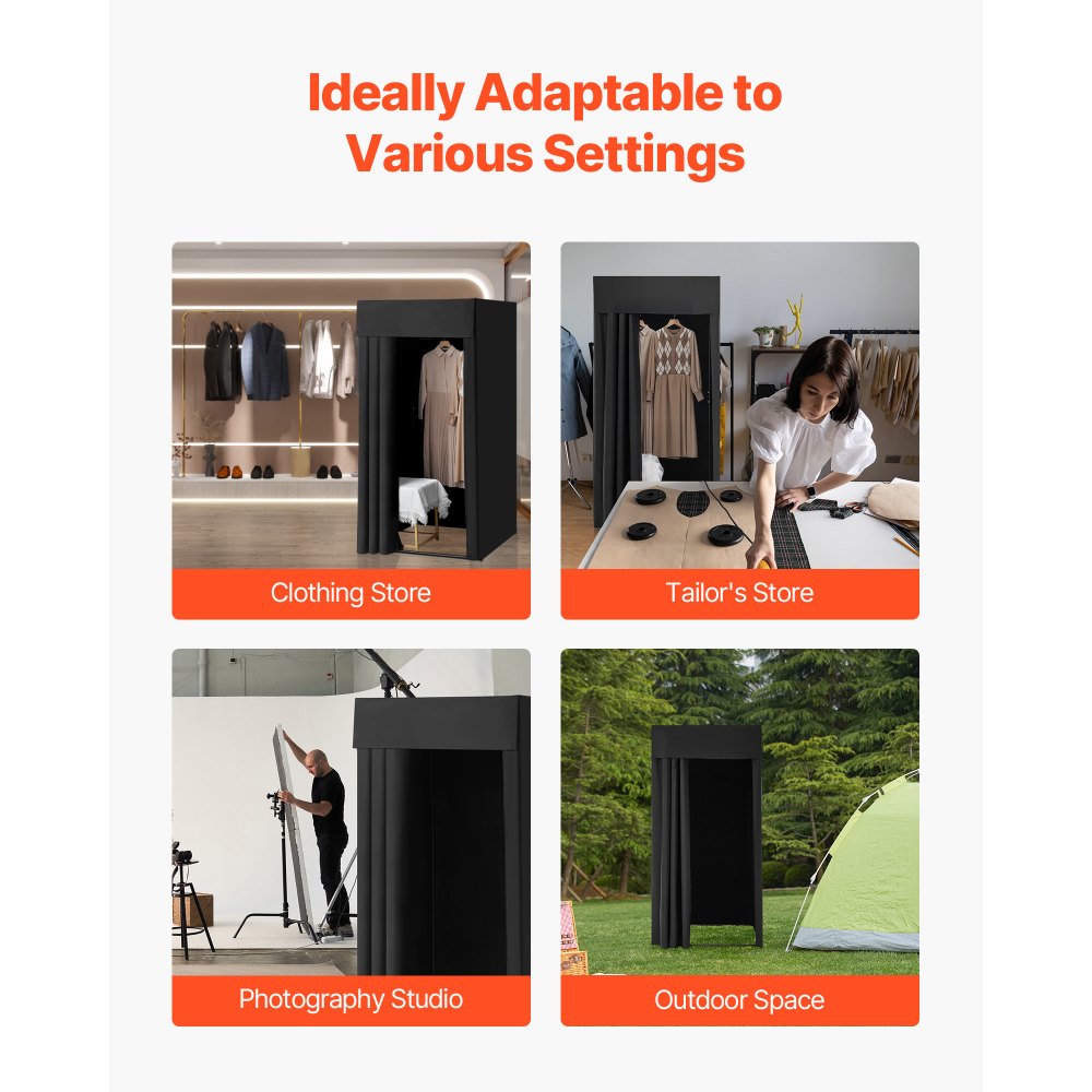 Fitting Room Portable Dressing Room 99 x 99 x 198 cm Privacy Space (Black)