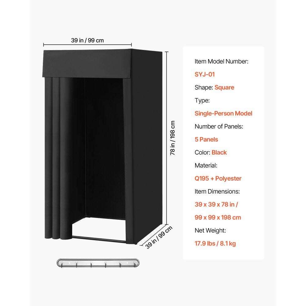 Fitting Room Portable Dressing Room 99 x 99 x 198 cm Privacy Space (Black)
