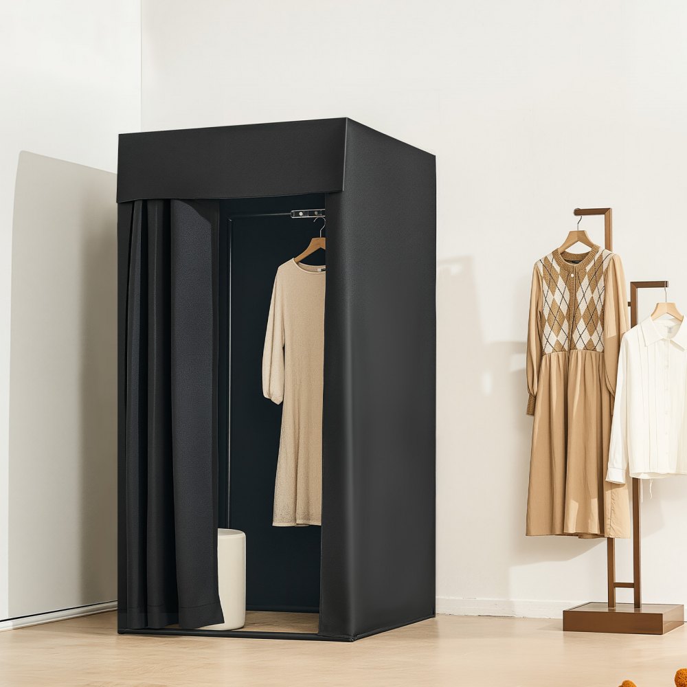 Fitting Room Portable Dressing Room 99 x 99 x 198 cm Privacy Space (Black)