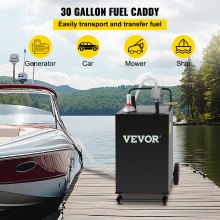 114L Fuel Storage Tank with Manual Pump & Wheels, Black, Steel Construction