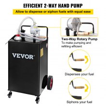 114L Fuel Storage Tank with Manual Pump & Wheels, Black, Steel Construction
