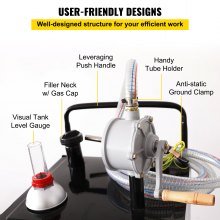 114L Fuel Storage Tank with Manual Pump & Wheels, Black, Steel Construction