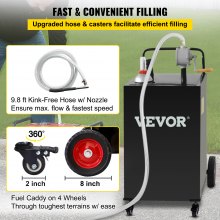 114L Fuel Storage Tank with Manual Pump & Wheels, Black, Steel Construction