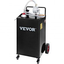 114L Fuel Storage Tank with Manual Pump & Wheels, Black, Steel Construction