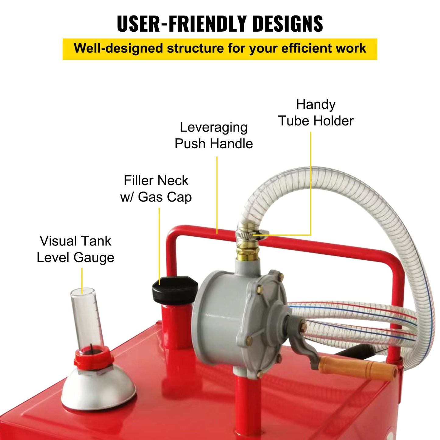 VEVOR Fuel Caddy, 132L, Gas Storage Tank on 4 Wheels, with Manuel Transfer Pump,