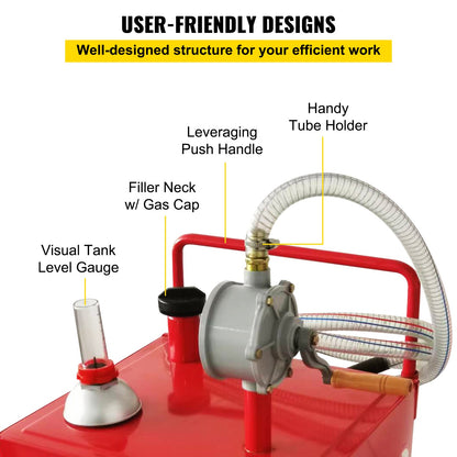 VEVOR Fuel Caddy, 132L, Gas Storage Tank on 4 Wheels, with Manuel Transfer Pump,
